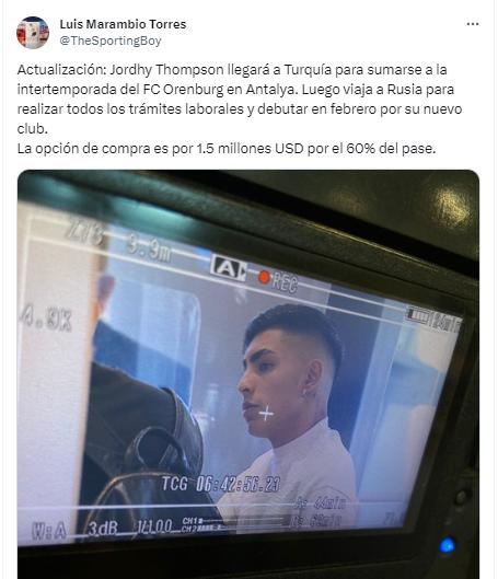 Jordhy Thompson abandonó Chile para integrarse al FC Orenburg de Rusia. (@TheSportingBoy)