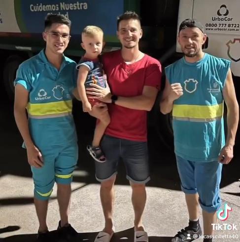 Instagram - Lucas Scilletta, su hijo y los recolectores de basura