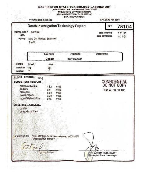 Captura 1 de la supuesta autopsia de Kurt Cobain