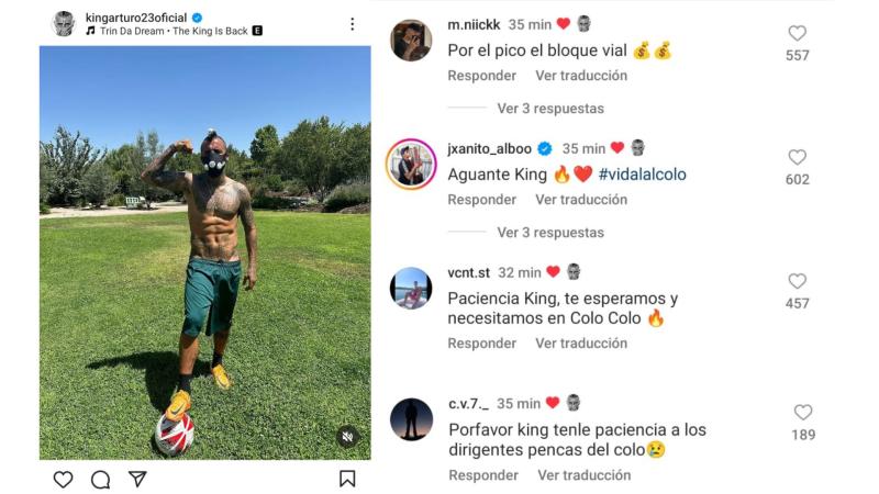 Arturo Vidal puso "like" a polémicos comentarios en contra de Blanco y Negro por su polémico retorno a Colo Colo. / Foto: Captura