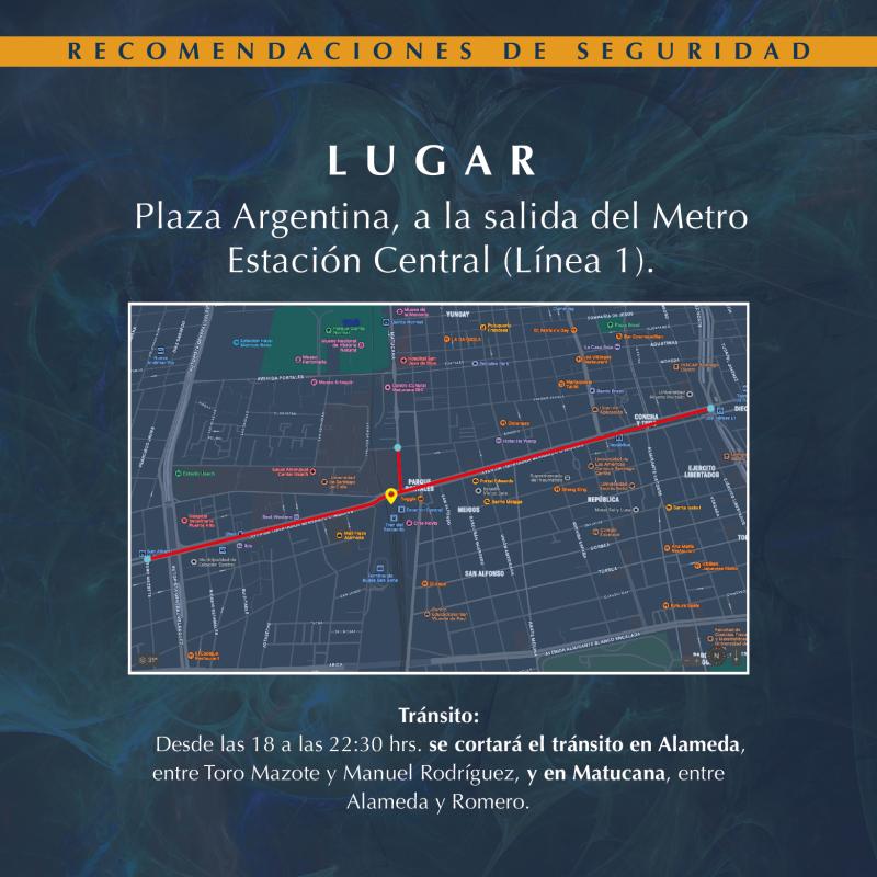 Gobierno de Santiago - Cortes por concierto en Estación Central
