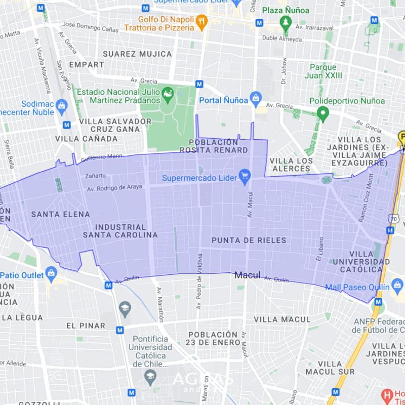 Mapa del corte de Aguas Andinas