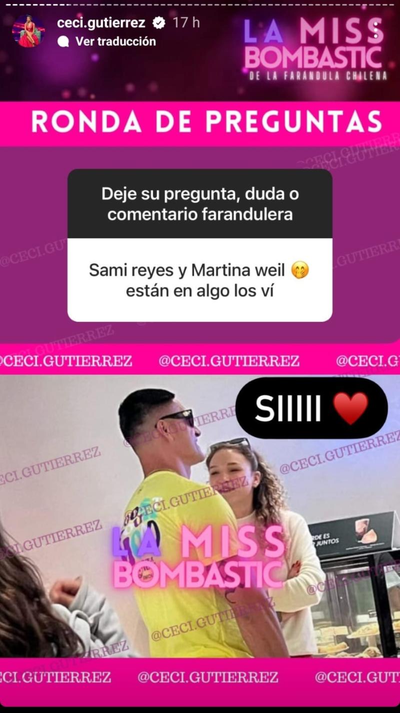 Sammis Reyes y Martina Weil estarían juntos en una relación / Instagram