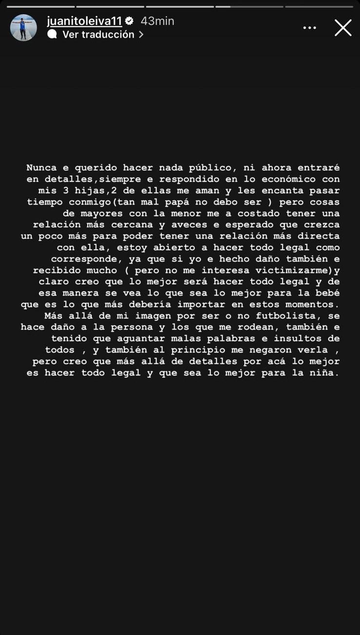 Así se defendió Juan Leiva de las acusasciones de su ex pareja - Créditos: Instagram