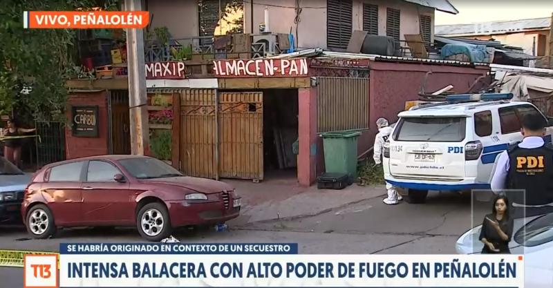 T13 - Ráfaga de disparos a almacén en Peñalolén