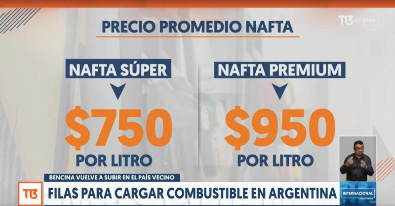 T13 - Alza de bencinas en Argentina