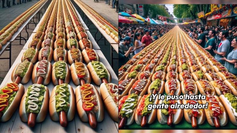 Captura - El "completo más grande del mundo", según la IA