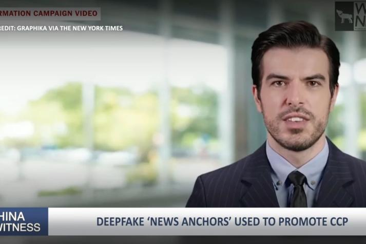 Ejemplo de "deepfake": presentador de noticias generado con IA