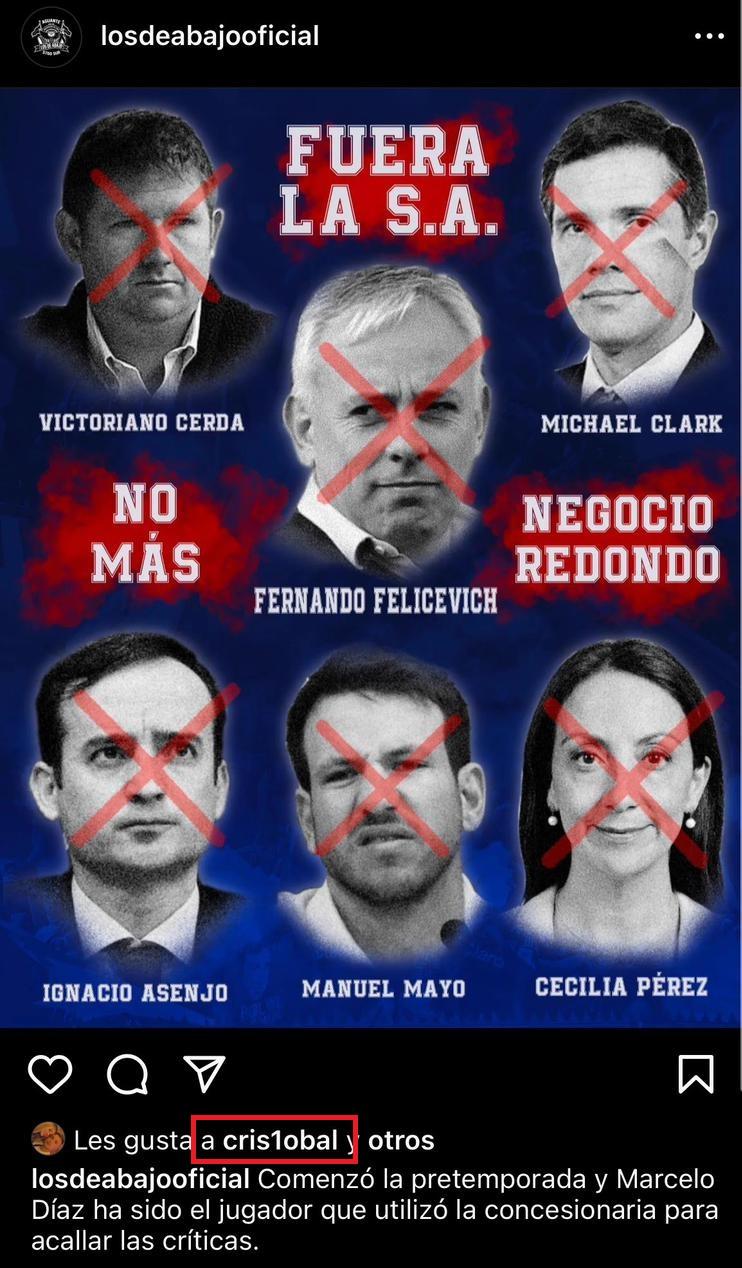 El polémico like de Cristóbal Campos - Créditos: Redes Sociales