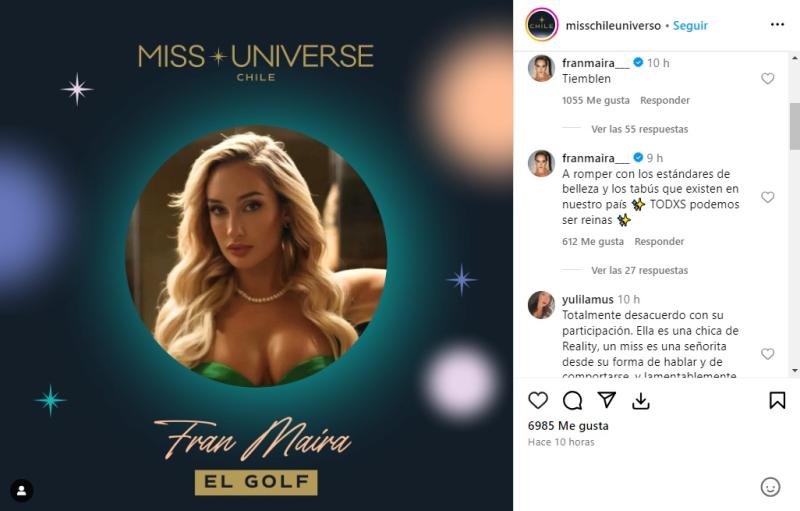 Instagram (@misschileuniverso) - Mensaje de Francisca Maira