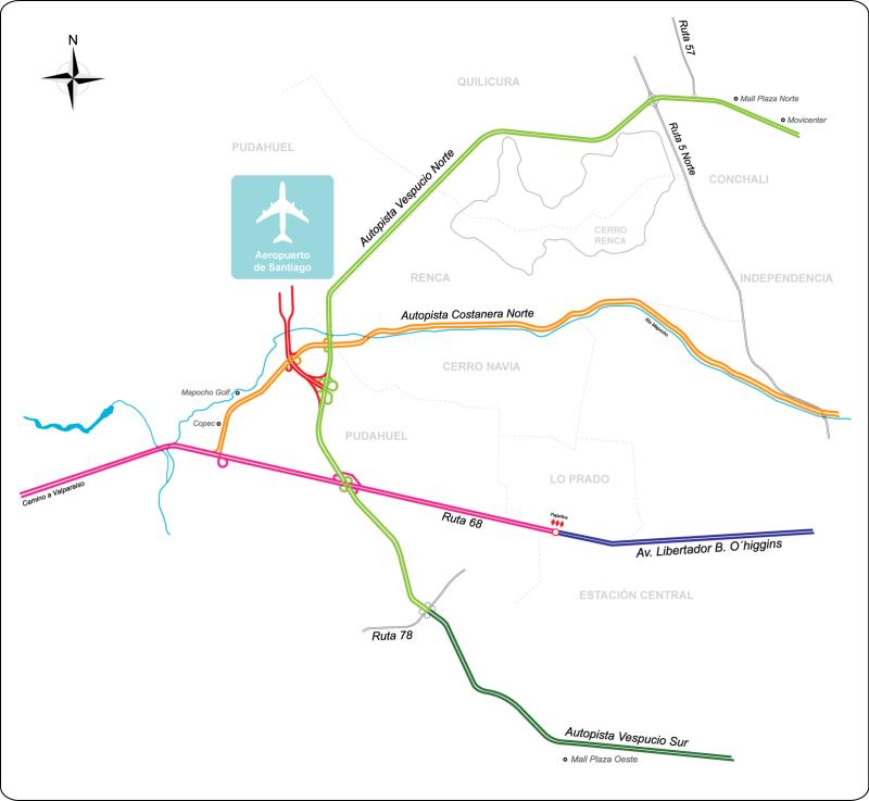 Nuevo Pudahuel - Rutas para llegar al Aeropuerto de Santiago