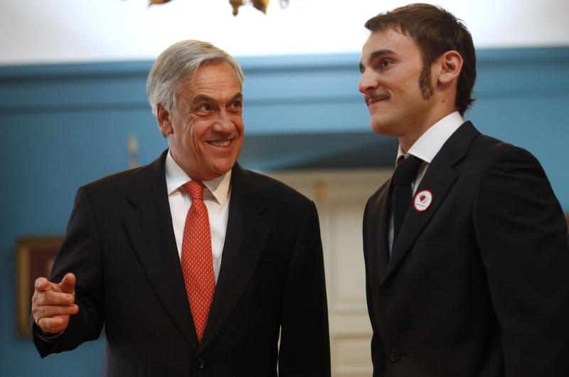 Sebastián Piñera junto a Tomás González en La Moneda - Créditos: Agencia UNO