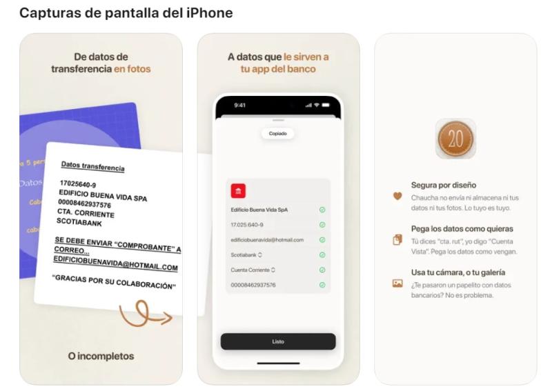 Capturas de pantalla de la app Chaucha