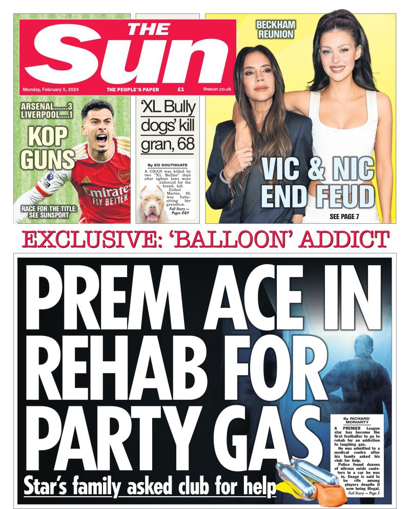 La portada de The Sunr por la figura de la Premier League internada.