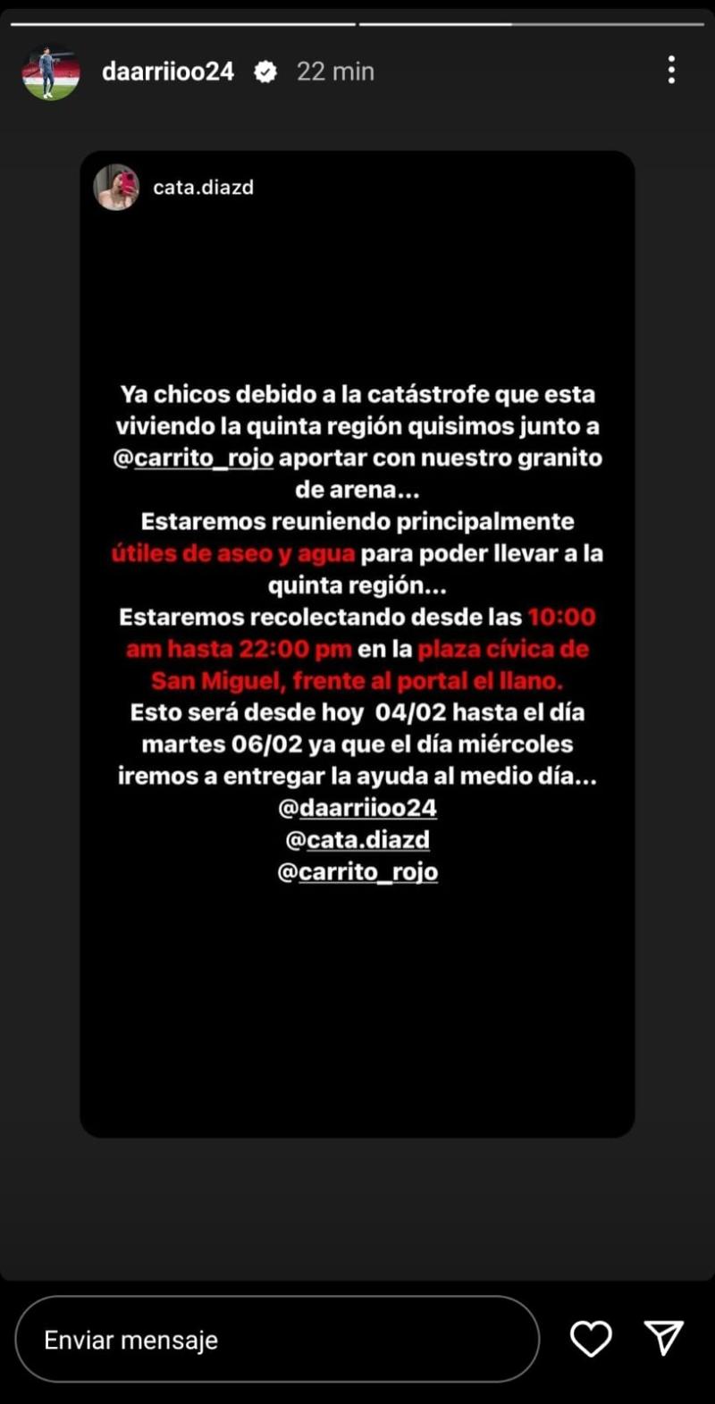 Darío Osorio y su pareja, Catalina Díaz iniciaron campaña para ayudar a los afectados por los incendios. / Foto: Instagram