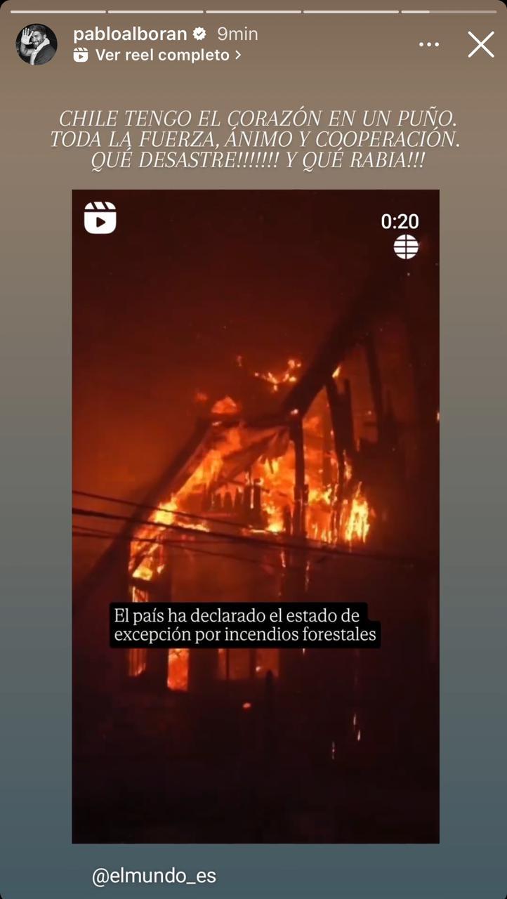 Instagram - Pablo Alborán se refiere a los incendios en Chile