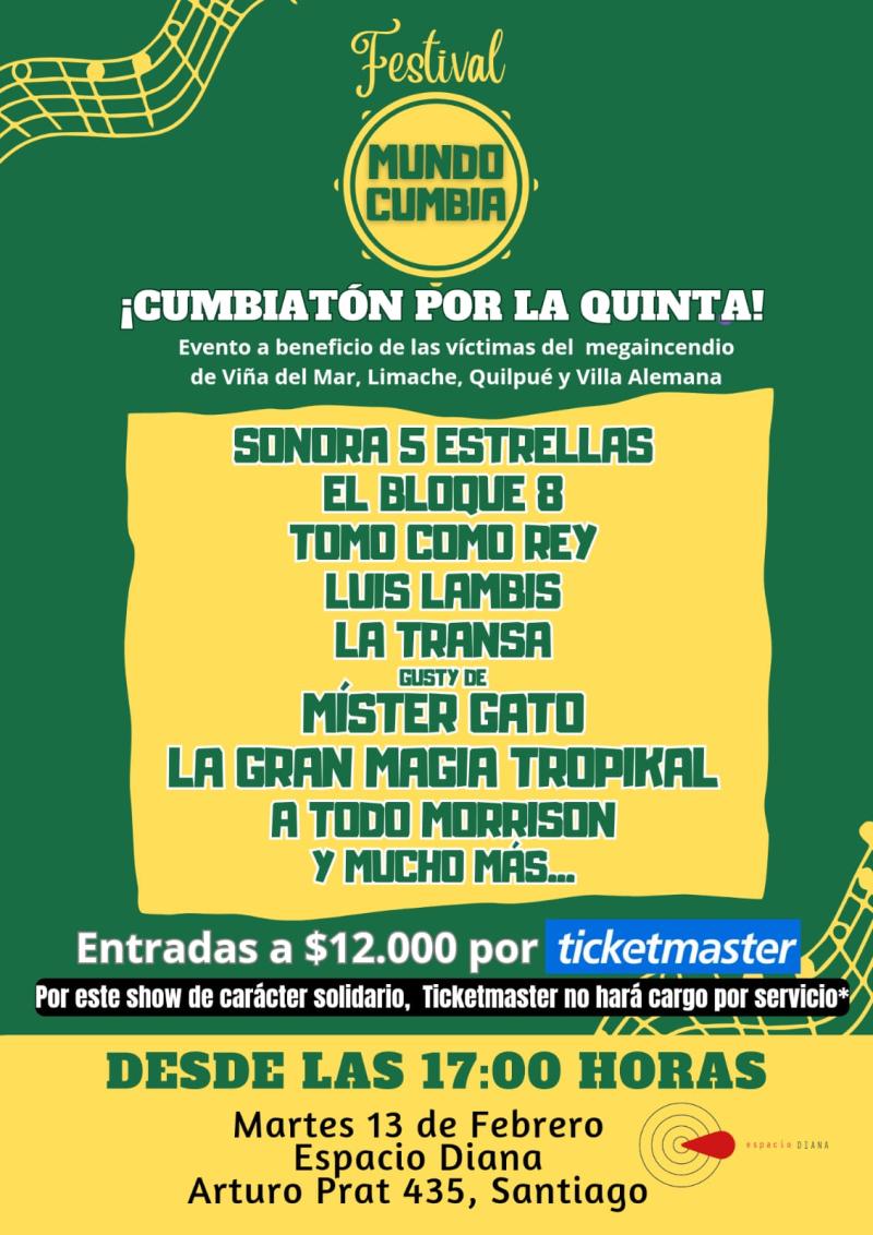 Con "Tomo como Rey" y "Bloque 8": Organizan cumbiatón en apoyo a afectados por incendios