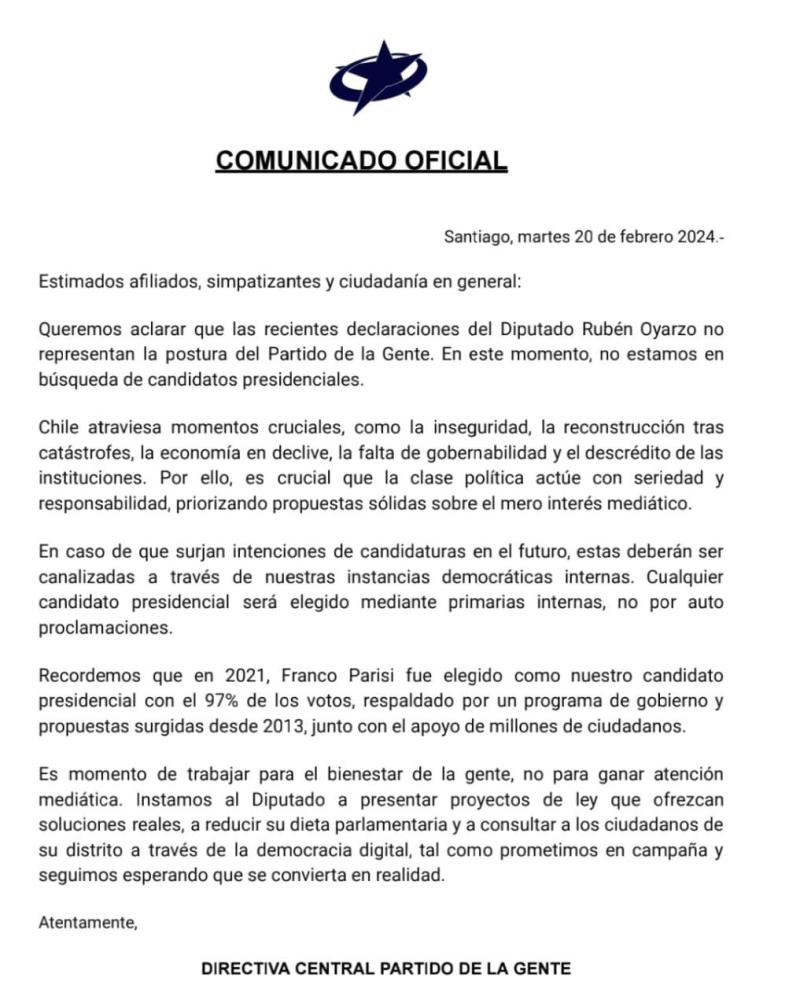Comunicado del PDG