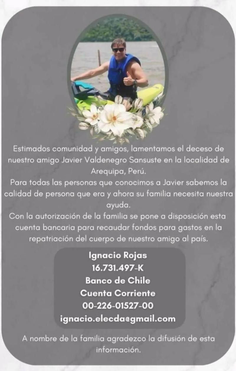 Redes Sociales - Familia de turista chileno pide ayuda para repatriar cuerpo de profesor