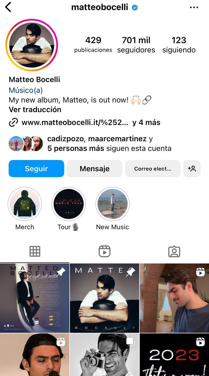 Instagram - Matteo Bocelli