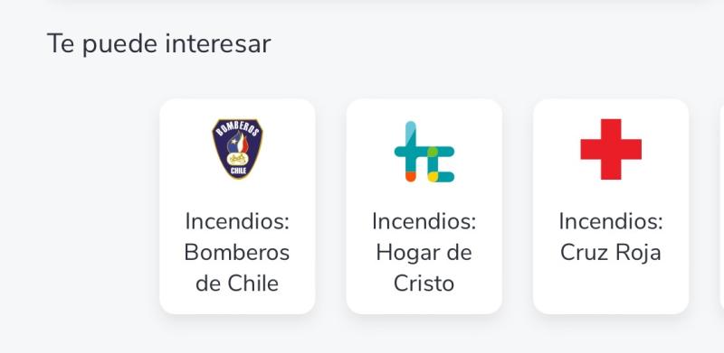 Opciones para donar a través de la app del BancoEstado