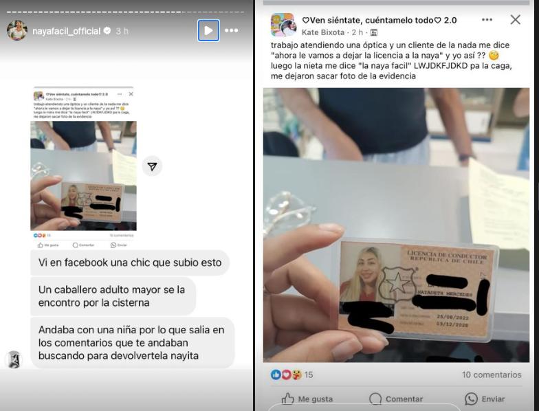 Instagram - La licencia de conducir de Naya Fácil apareció en La Cisterna