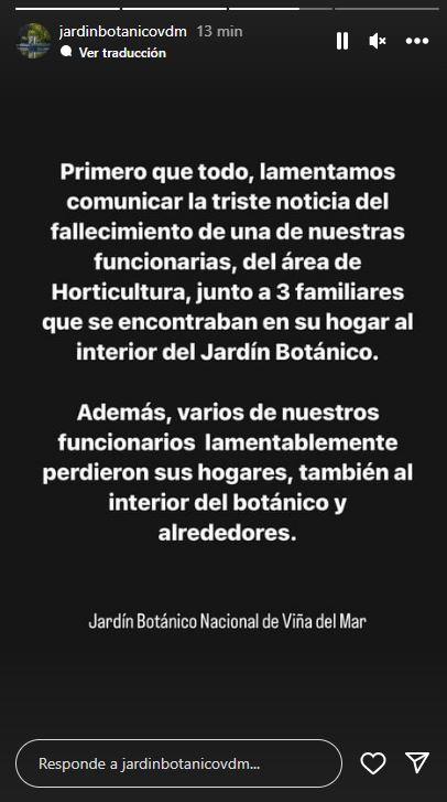 Trabajadora del Jardín Botánico muere junto a tres familiares al interior de recinto