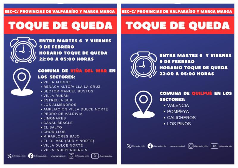Horarios del toque de queda