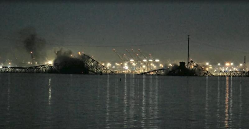 Colapsa puente en Baltimore tras colisión de barco