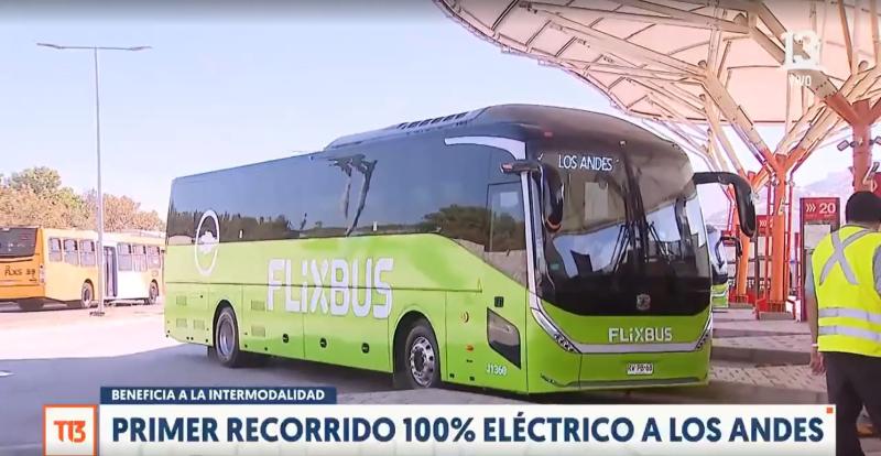 T13 - Estrenan servicio de buses 100% eléctricos que une a Los Andes y Región Metropolitana