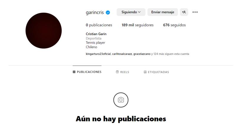 Cristian Garin eliminó todas sus publicaciones de su cuenta de Instagram - Crédito: Captura.