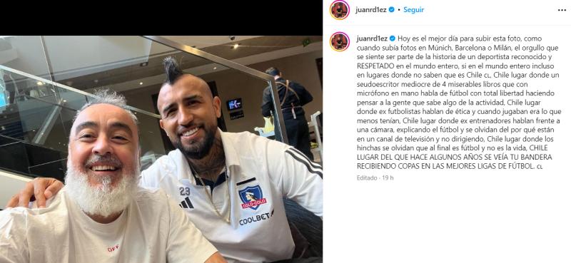Juan Ramírez defendió a Arturo Vidal de las críticas - Crédito: @juanrd1ez