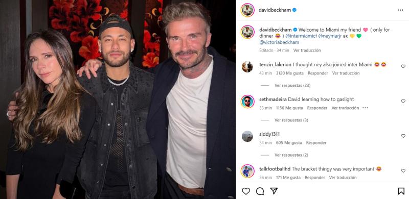 Beckham ilusiona a los hinchas al publicar fotografía junto a Neymar. / Foto: @davidbeckham