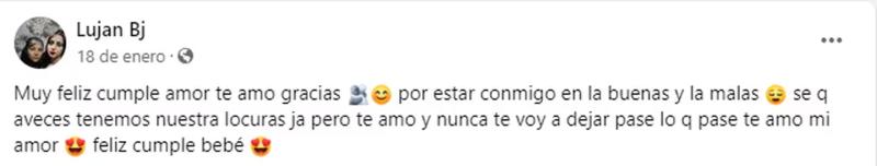 Facebook - Mensaje de autora de homicidio que conmociona a Argentina