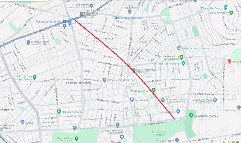 Google/T13 - Esta será la nueva Avenida Presidente Sebastián Piñera Echenique