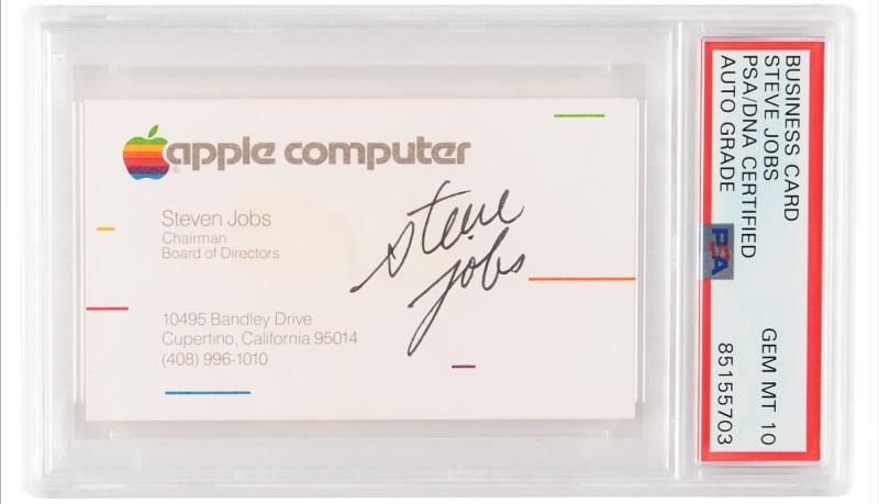 Tarjeta de presentación firmada por Steve Jobs