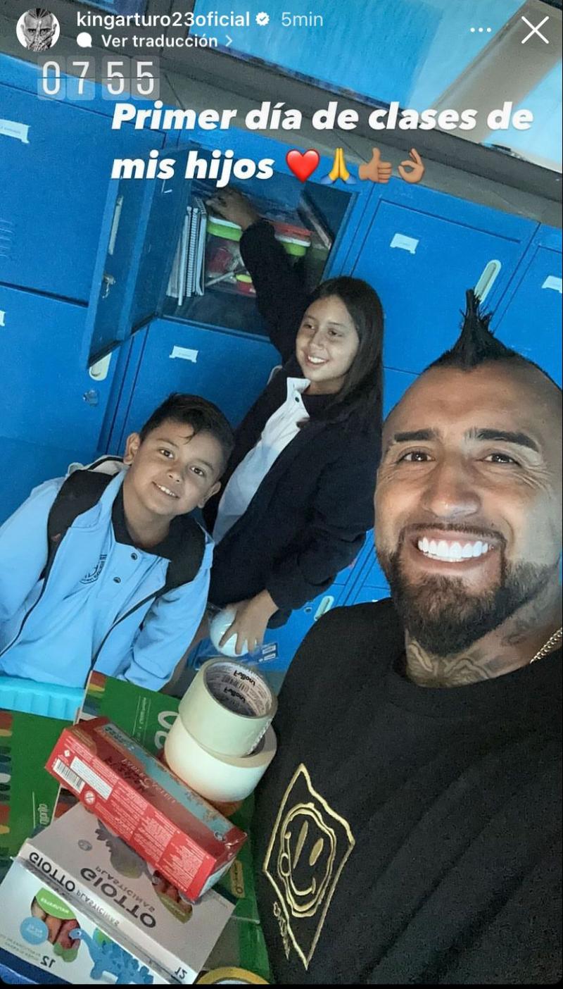 Arturo Vidal compartió con sus hijos en su primer día de clases - Créditos: Instagram