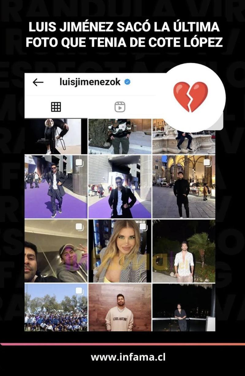 Luis Jiménez borró sus fotos con Coté López - Crédito: Instagram