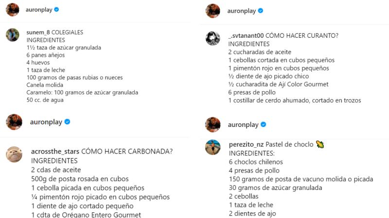 Chilenos comentan recetas - Instagram