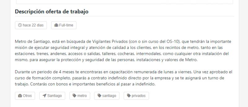 Chiletrabajos - Metro ofrece vacantes de trabajo