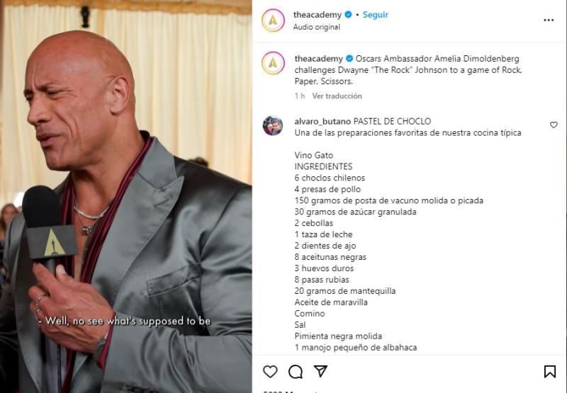 Los chilenos no perdonan: Llenan de recetas de comida cuenta de Instagram de los Oscar