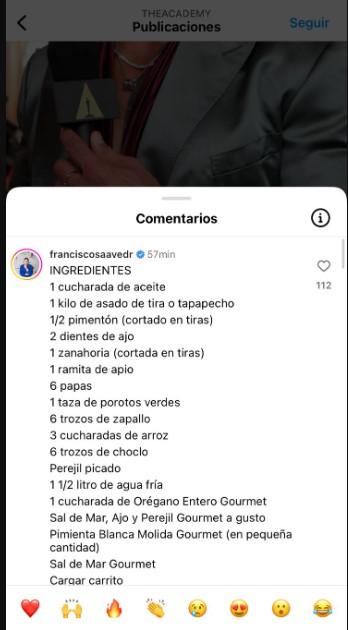 Receta de Pancho Saavedra