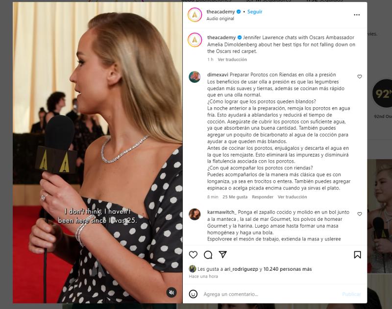 Premios Oscar - Chilenos no perdonan y llenan los comentarios de recetas chilenas