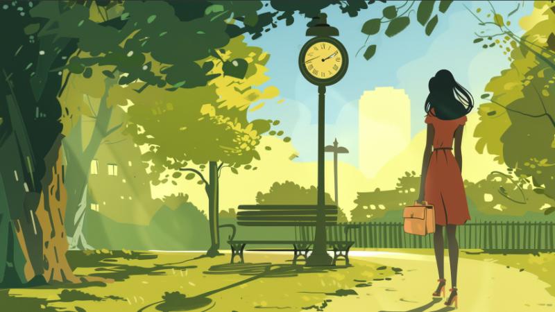 Una mujer mria su reloj - Midjourney / T13