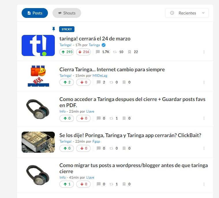 Pantallazo de Taringa!