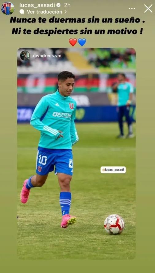 Lucas Assadi quiere revertir su momento en U de Chile - Crédito: Instagram.