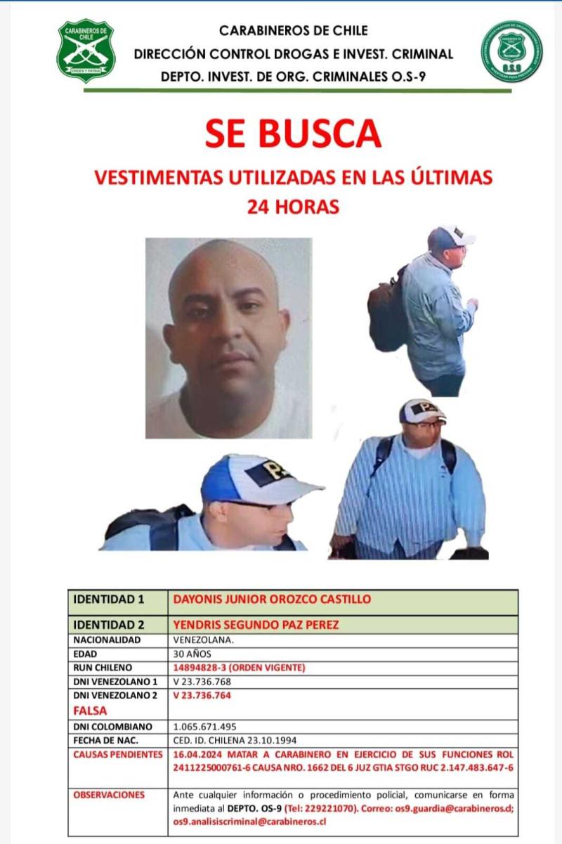 Nuevas fotos del prófugo por el homicidio del teniente Sánchez - T13