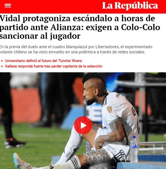 La República - Arturo Vidal llegó a las portadas en Perú