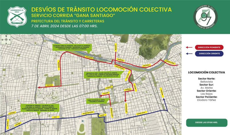 Carabineros - Cortes y desvíos en Santiago