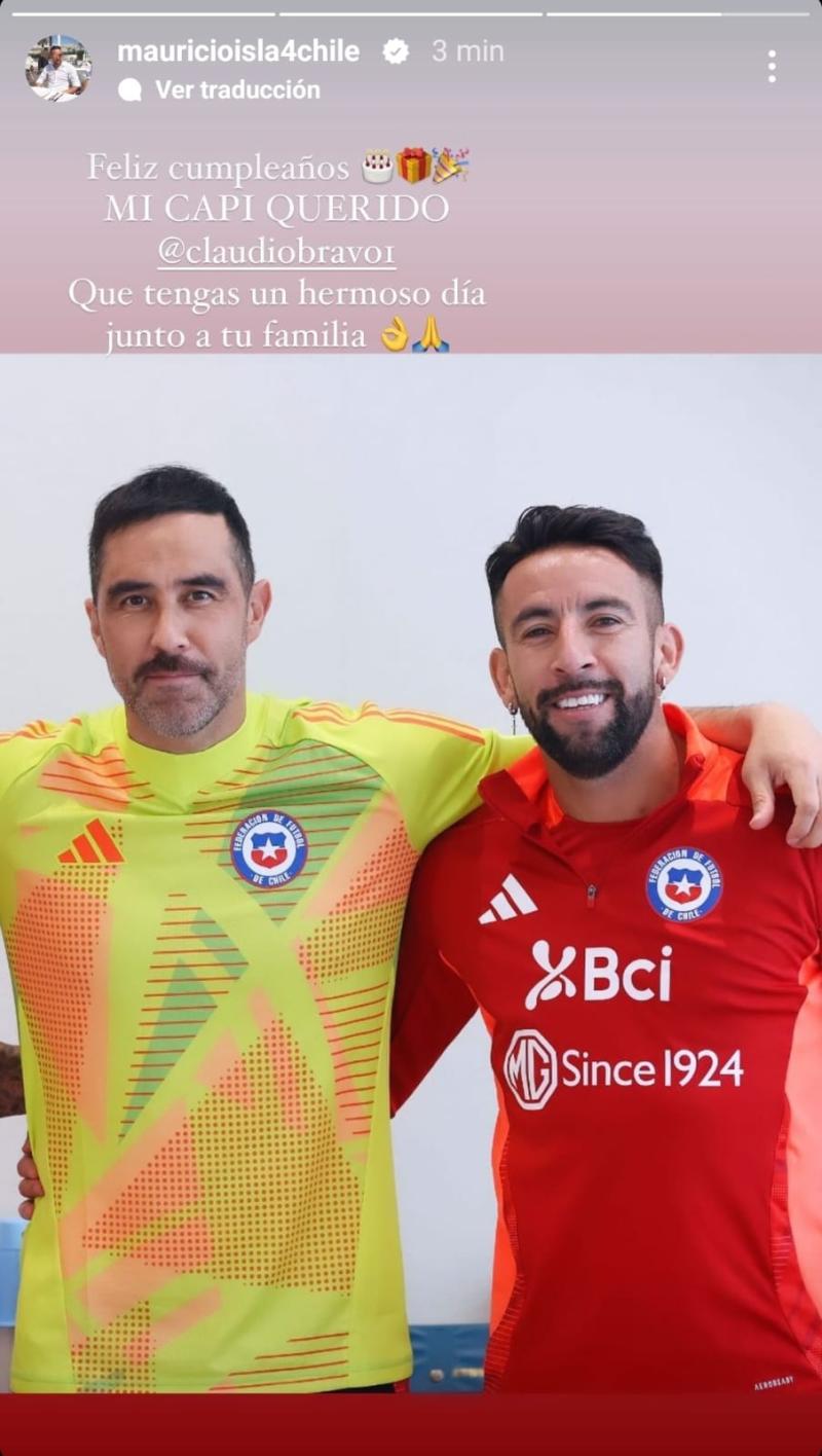 Mauricio Isla le dedicó un especial saludo de cumpleaños a Claudio Bravo. / Foto: Instagram